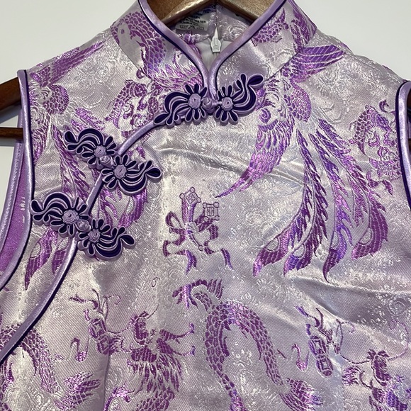 Purple Dragon and Phoenix Cheongsam Qipao - Picture 3 of 5